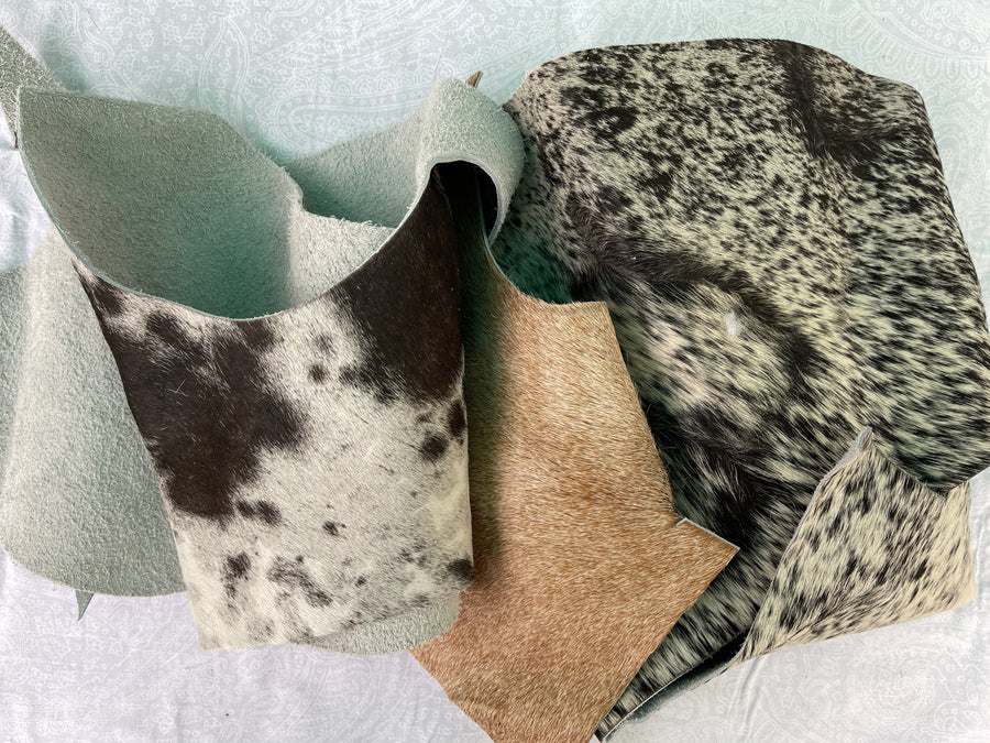 Hair on Hide Leather pieces - 1 pound bag