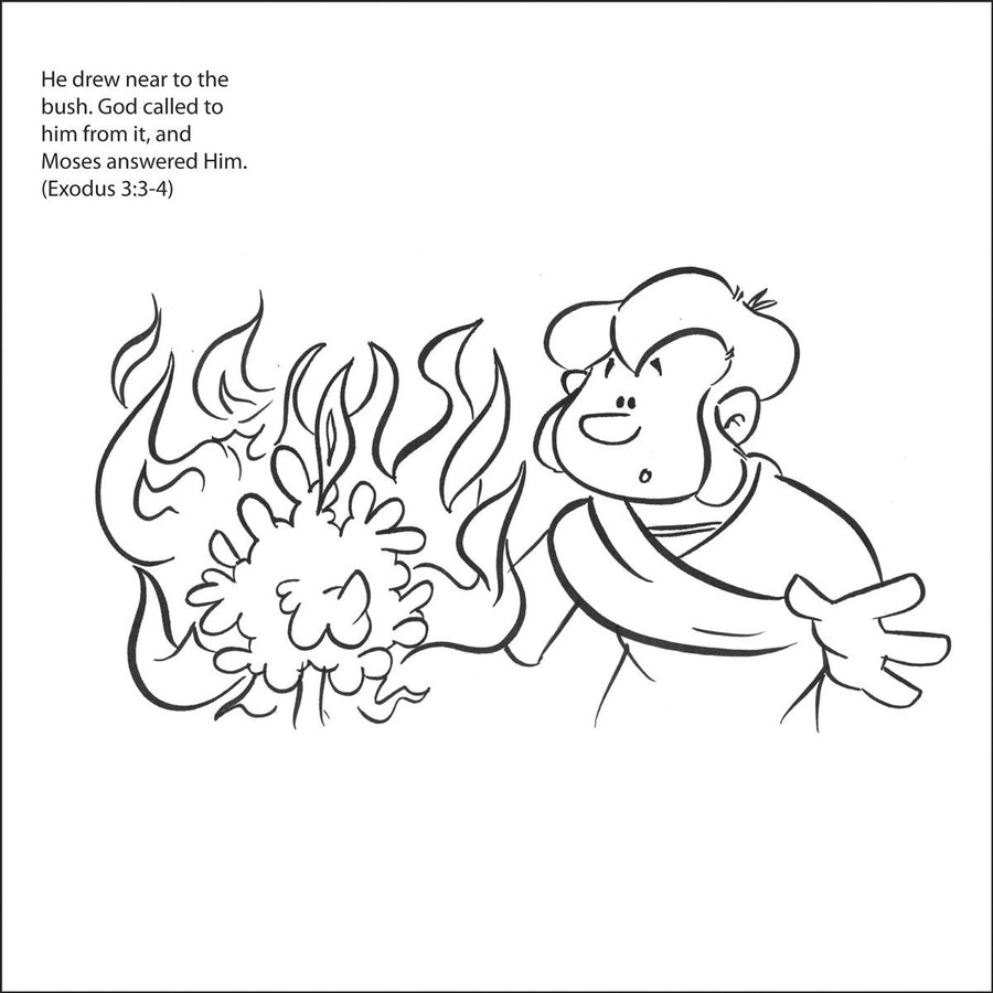 Moses and the Burning Bush Coloring Card - 12/Pk Size: 6 x 6