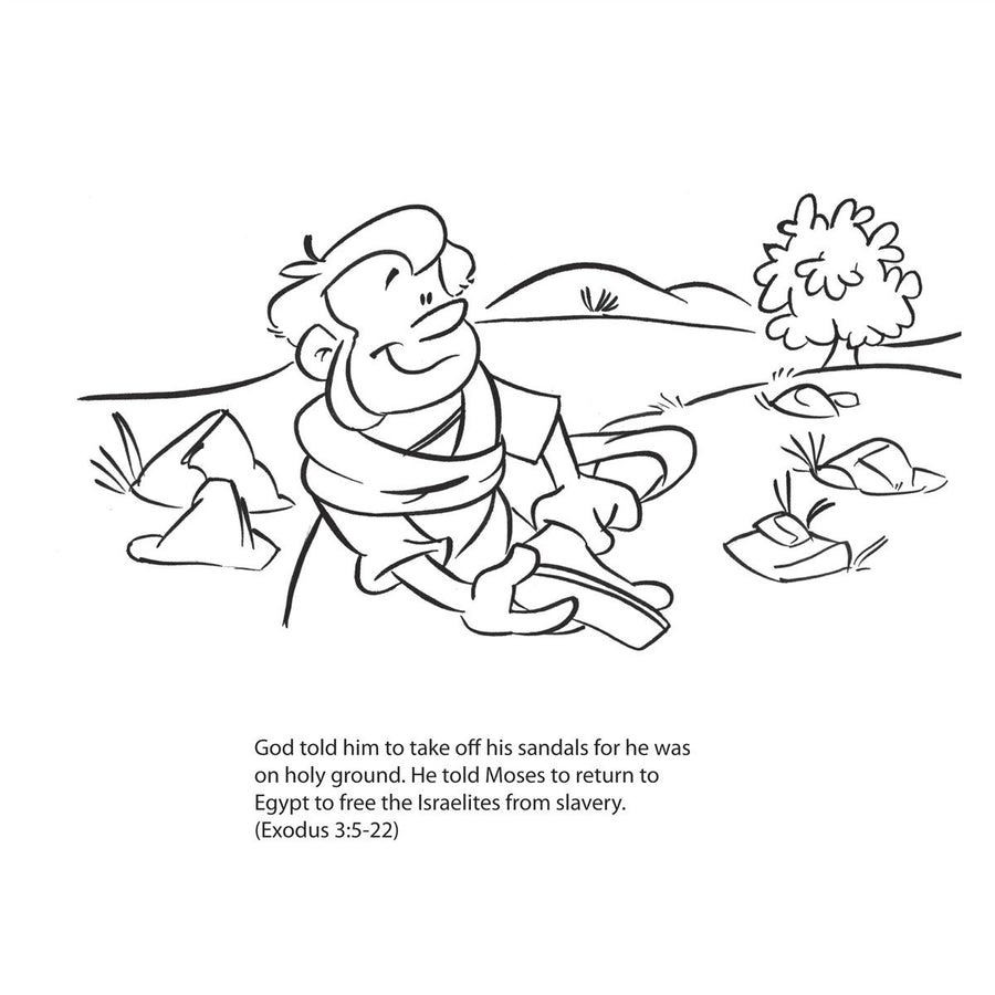 Moses and the Burning Bush Coloring Card - 12/Pk Size: 6 x 6