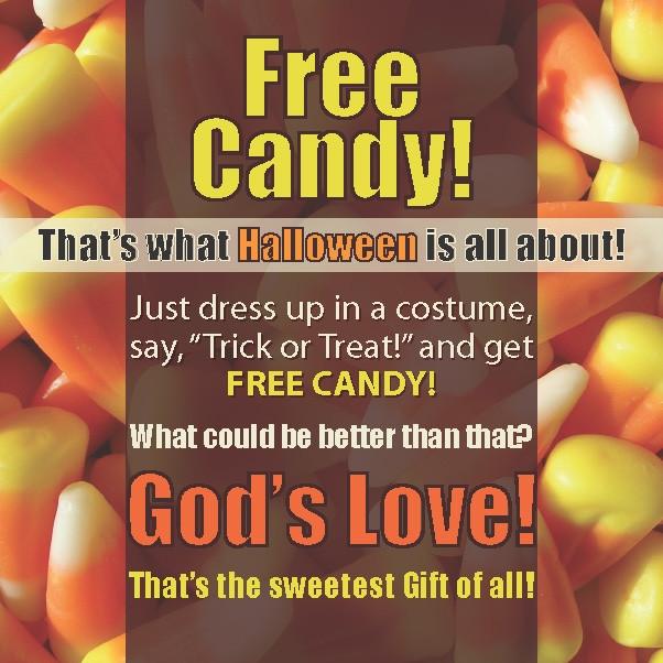 Free Candy Halloween Tract With Space For Personal Note On Back. 24/pack