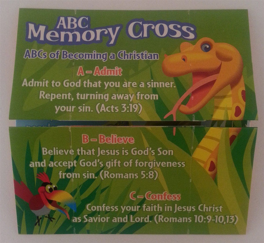 ABC Memory Cross Tract 25 per pack. A fun kid friendly way to share God's love