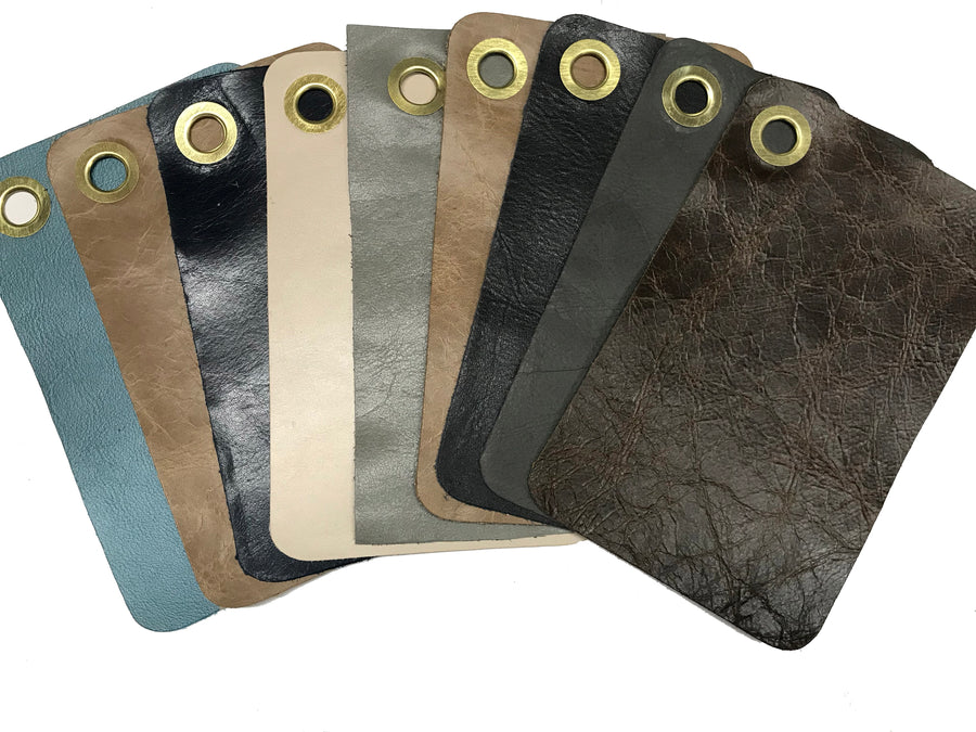 Genuine Cow Leather Swatch Cards - Earthtone Colors Size: 4.5 x 7 - 15 Cards per Set