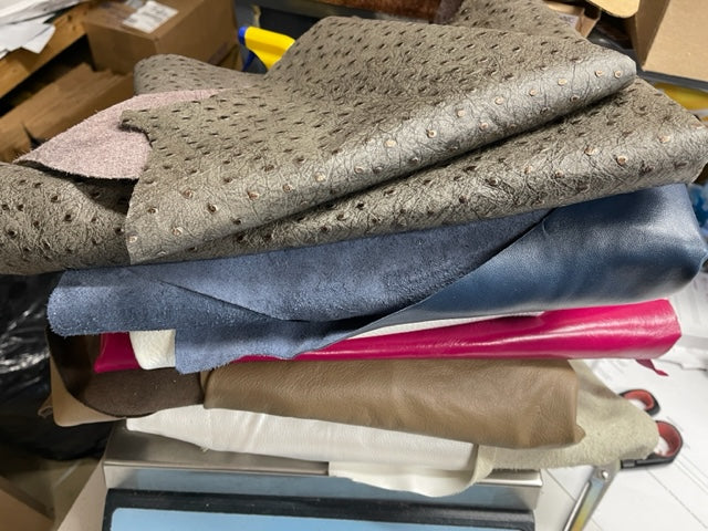 Leather Remnants Variety of Colors per box. Available in 3, 5, 10, 25 and 50 lbs.