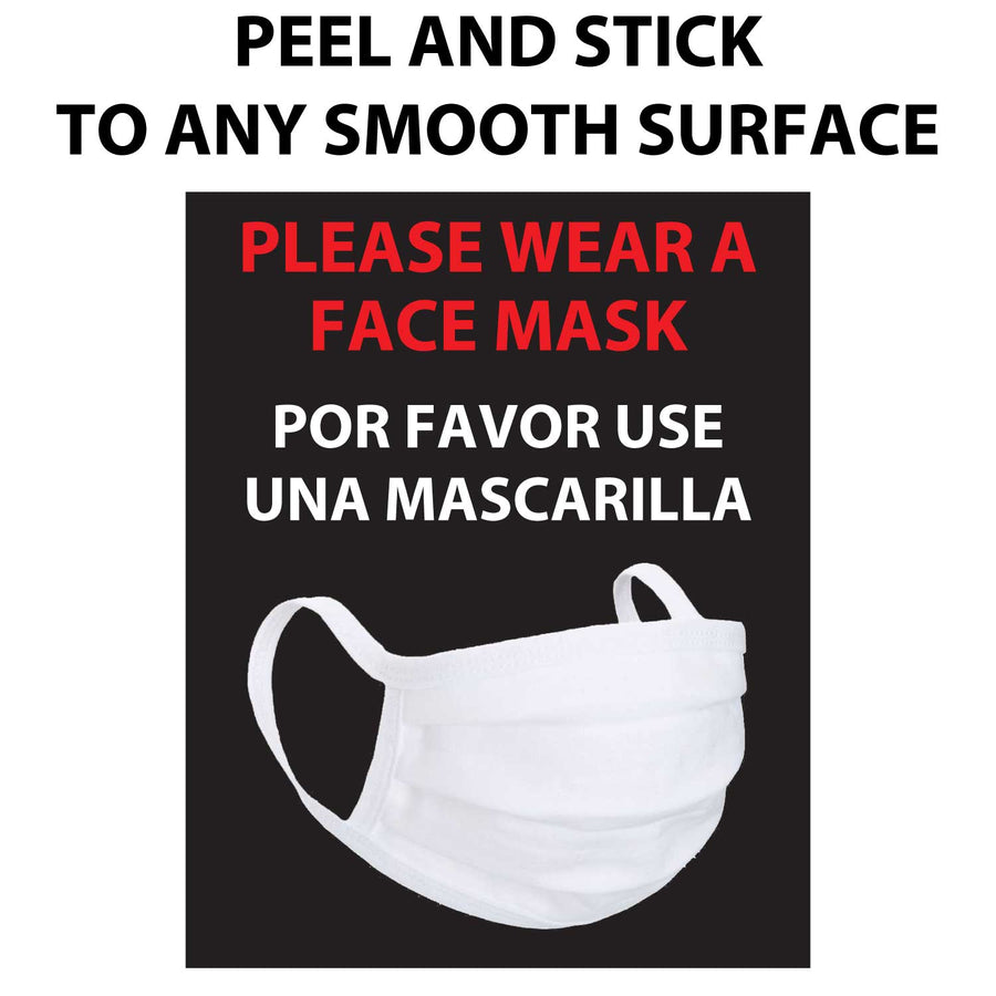 Please wear mask English and Spanish window cling decals