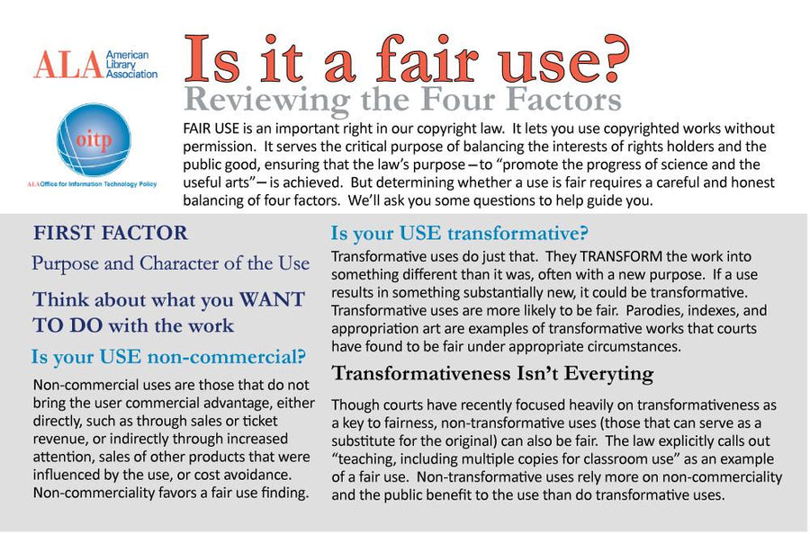 Is it a fair use? - American Library Association card - in packs of 25