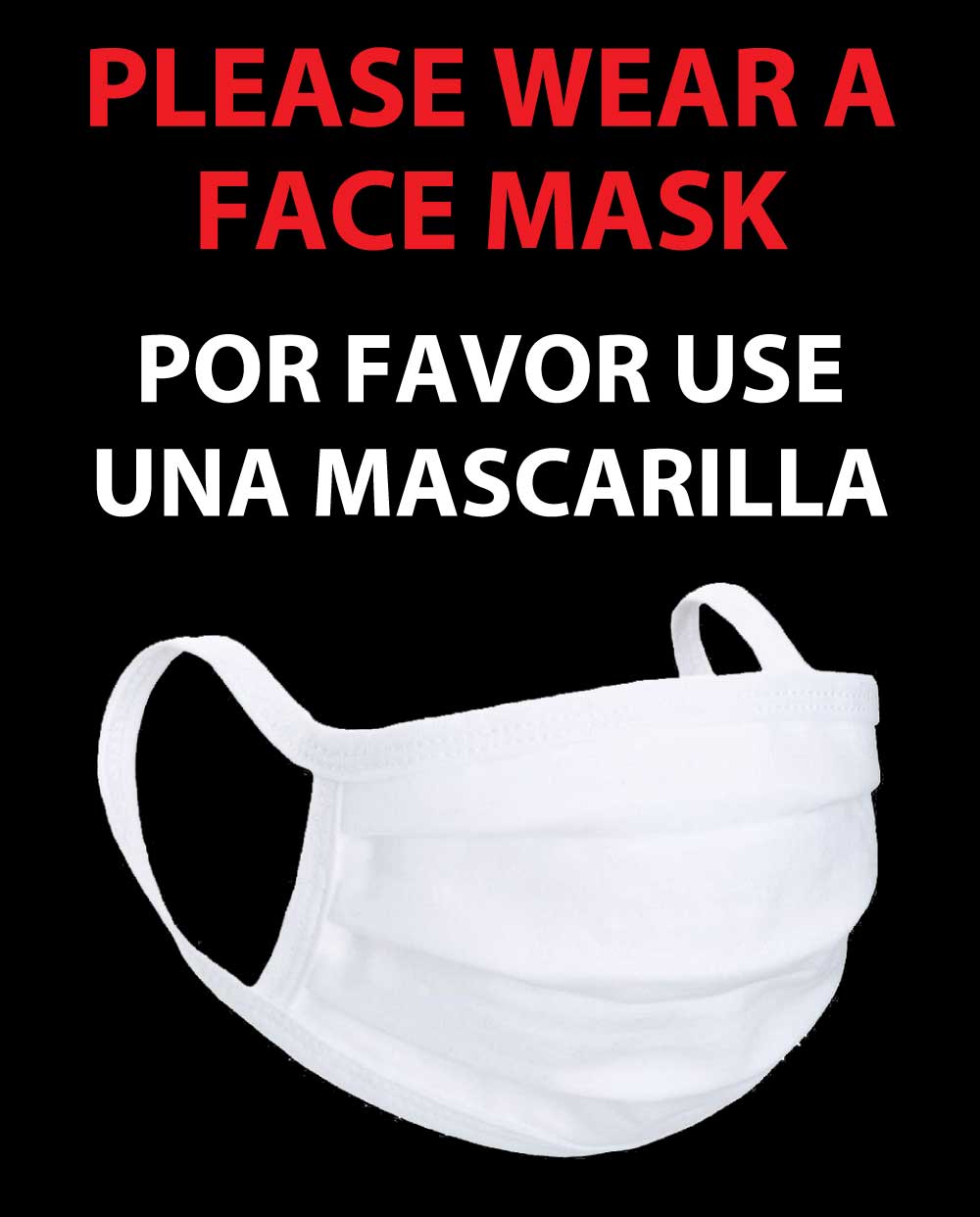 Please wear mask English and Spanish window cling decals