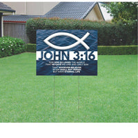 Thumbnail for John 3:16 Christian Yard Sign with Stake. Size: 18 H x 24W