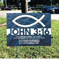 Thumbnail for John 3:16 Christian Yard Sign with Stake. Size: 18 H x 24W
