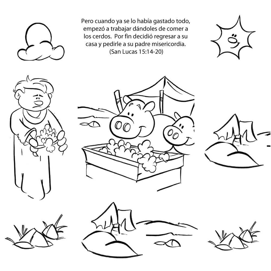 Spanish Parable of the Prodigal Son Bible Story Card. 12/Pk. Size: 6 x 6