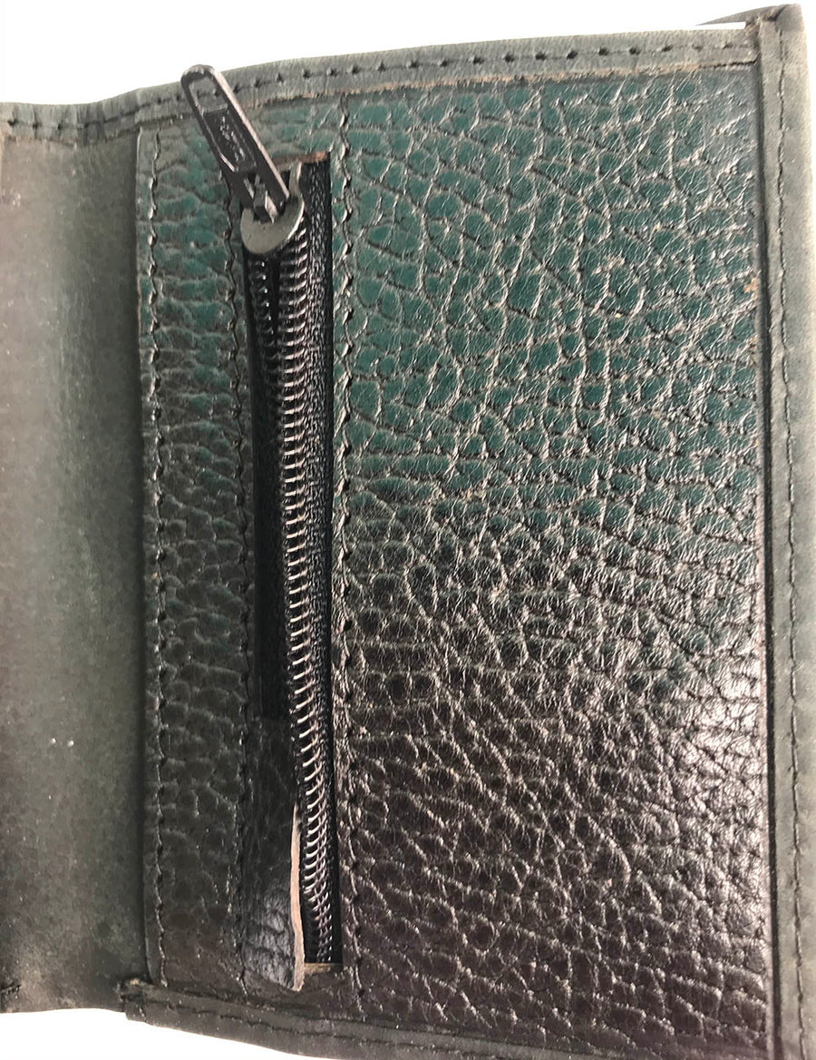Black Leather Cowhide Trifold Wallet