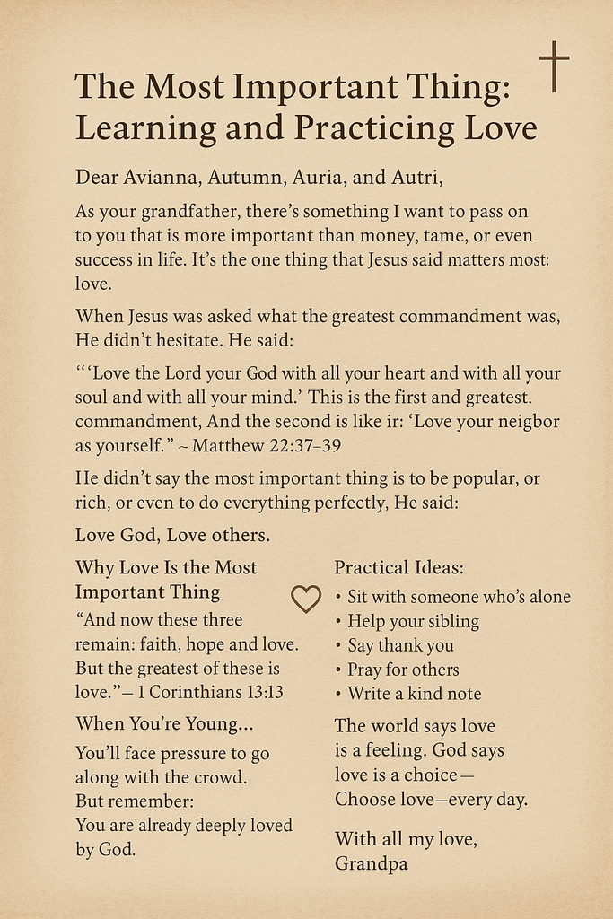 The Most Important Thing: Learning and Practicing Love