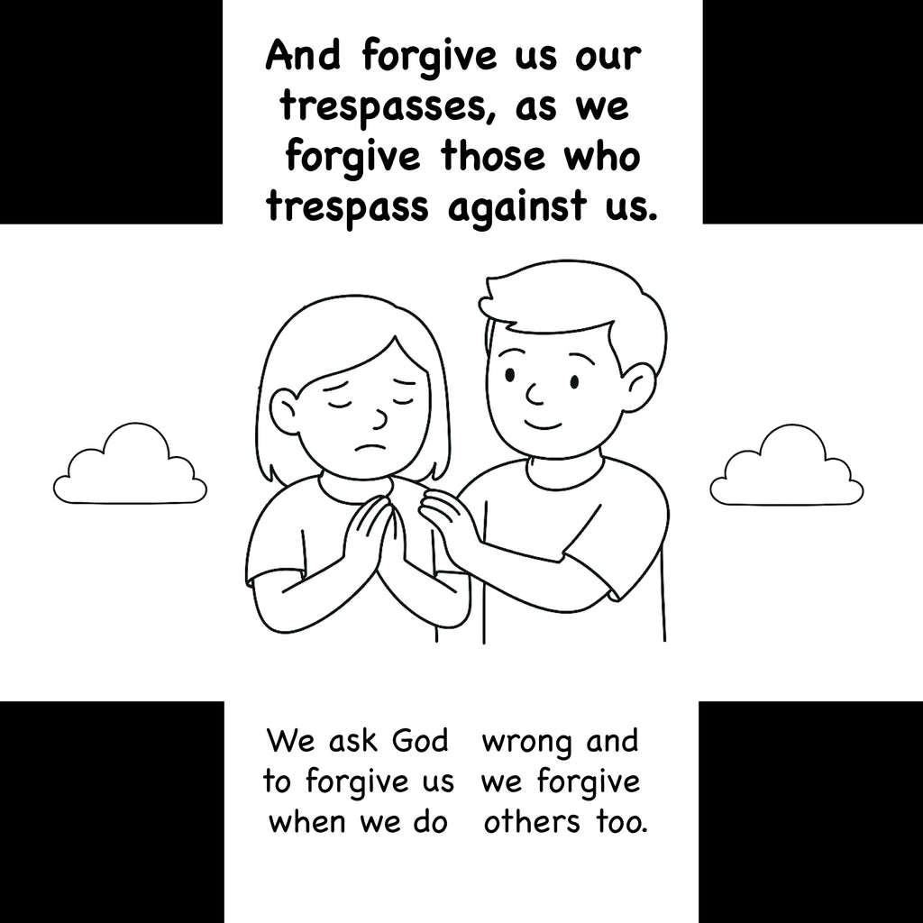 Comic strip with two people praying, one with a sad expression and the other with a neutral expression, set against a white background.