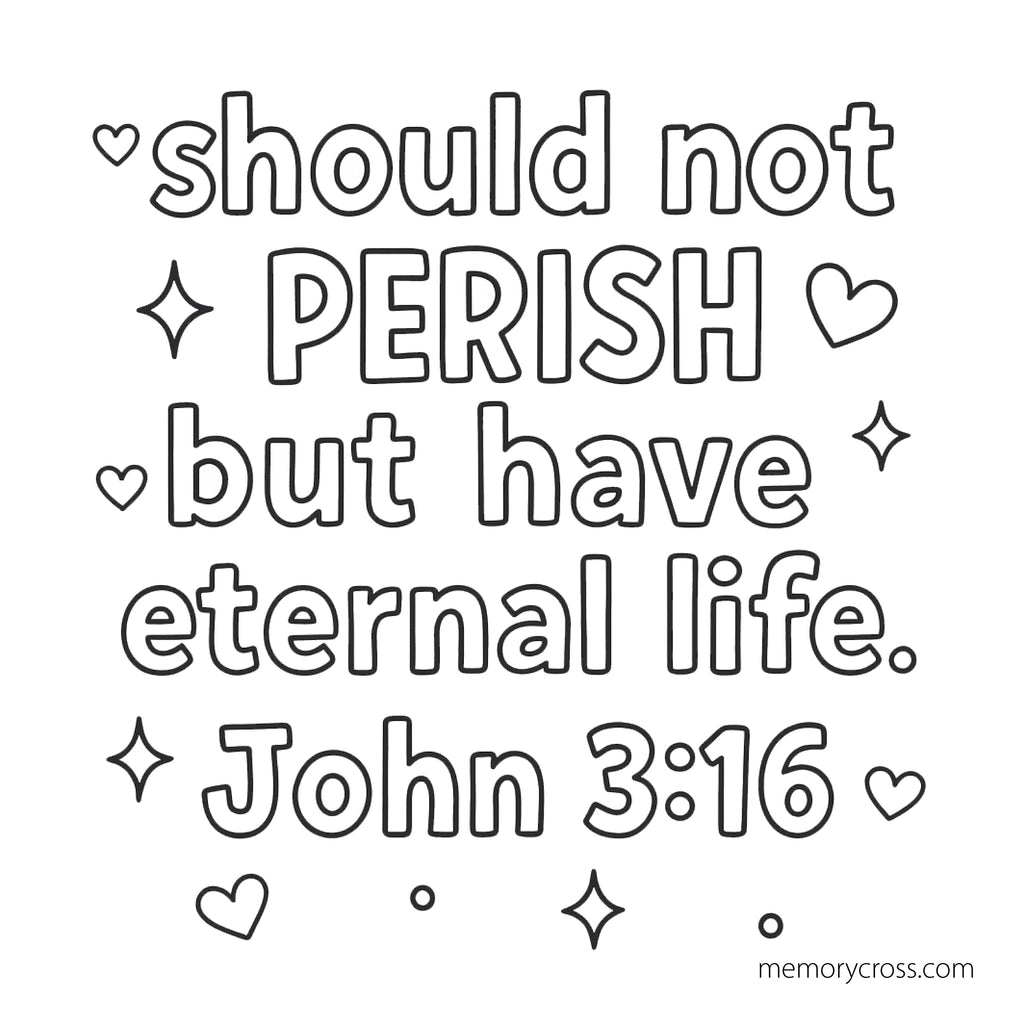 Should not perish but have eternal life – Christian coloring card for children