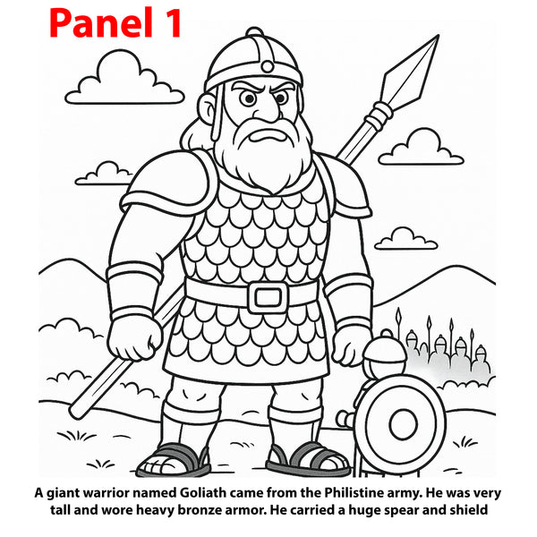 Video about David and Goliath using Memory Cross coloring card which is a 4 panel card that never stops folding.  The unique design captures kids attention making this a fun and creative way to learn this story.