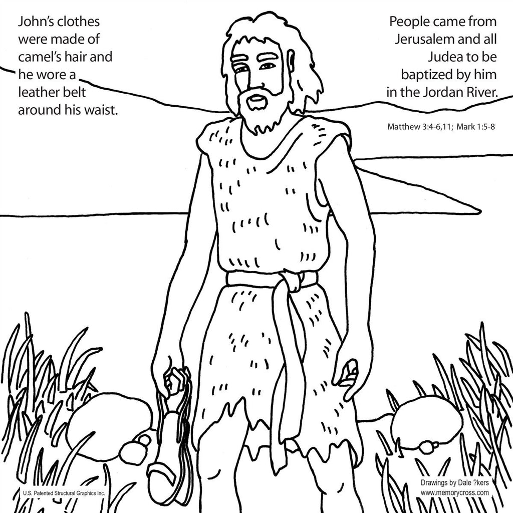 John the Baptist Coloring Card - 12/Pk.  Size: 6 x 6