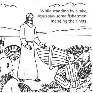 coloring sheet miracle fishing net Miraculous Catch of Fish