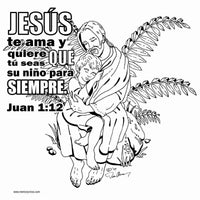 Thumbnail for Jesus Loves Me Coloring Card Spanish version - 12/pk Size: 6 x 6