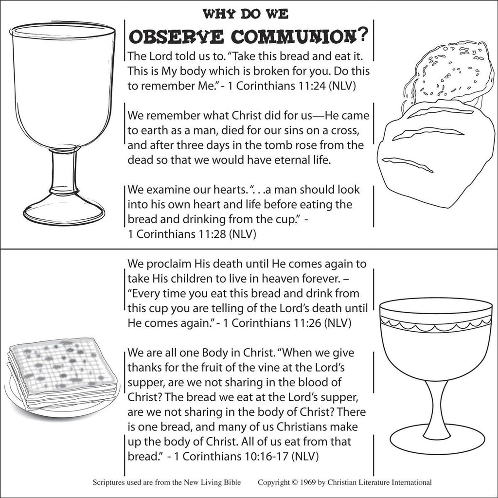 Communion and Passover coloring card   - 12/pk  Size: 7 x 7