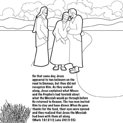 Jesus Lives the Road to Emmaus Coloring Card - 12/pk Size: 7 x 7