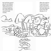 Thumbnail for Birth of Moses Bible Story Coloring Card.  - 12/Pk Size: 6 x 6