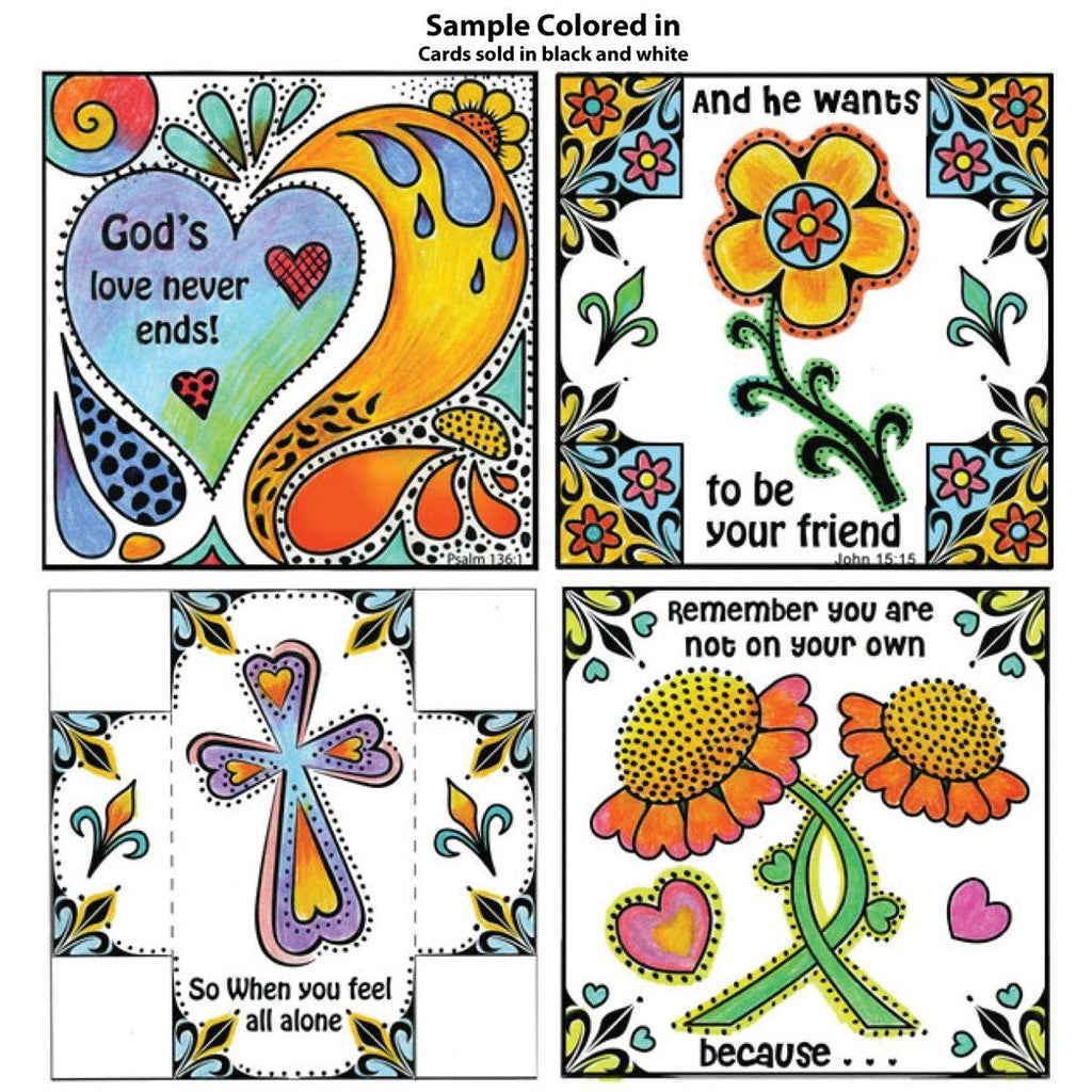 God's Love Doodle Coloring Card 12/Pk.  Size: 6 x 6