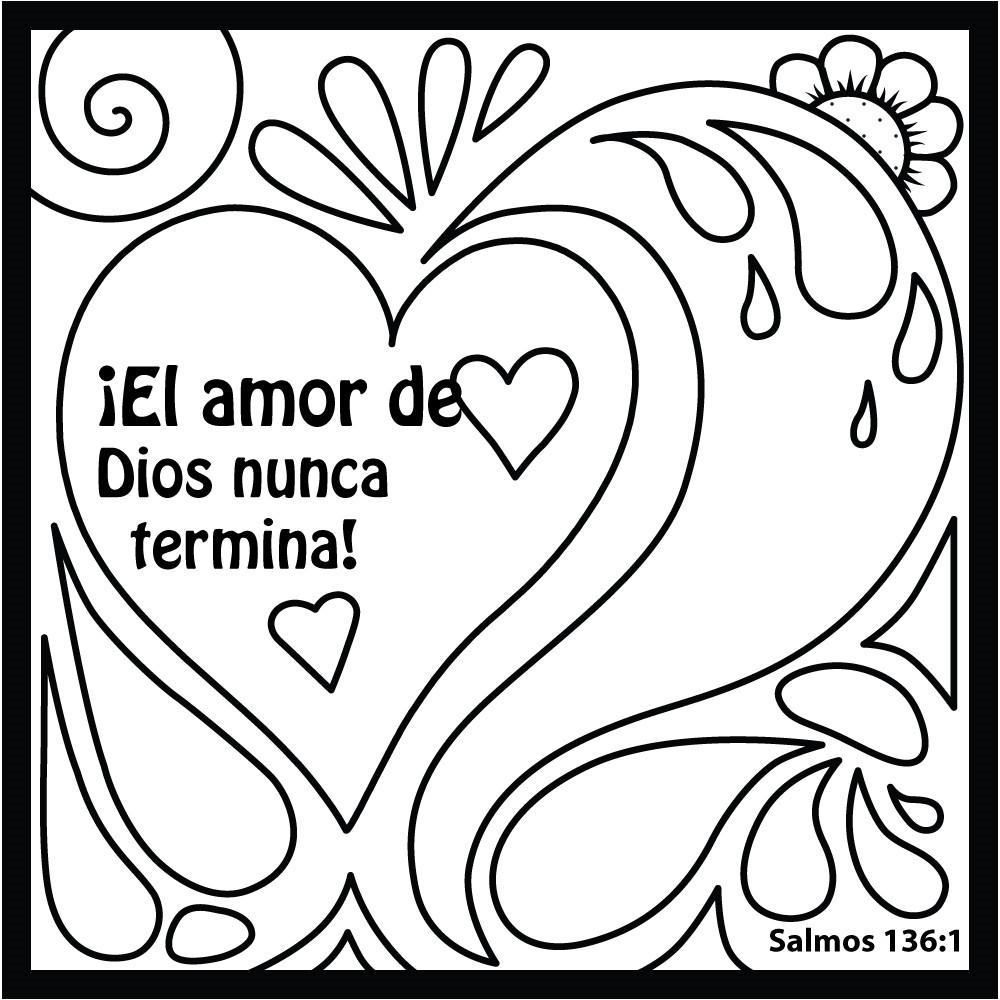 Spanish God's Love Doodle Coloring Card 12/Pk.  Size: 6 x 6