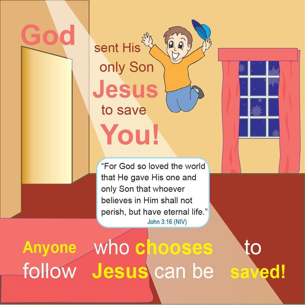 ABC Plan of Salvation for Kids - 24 cards per pack.  Size: 3 3/8 x 3 3/8