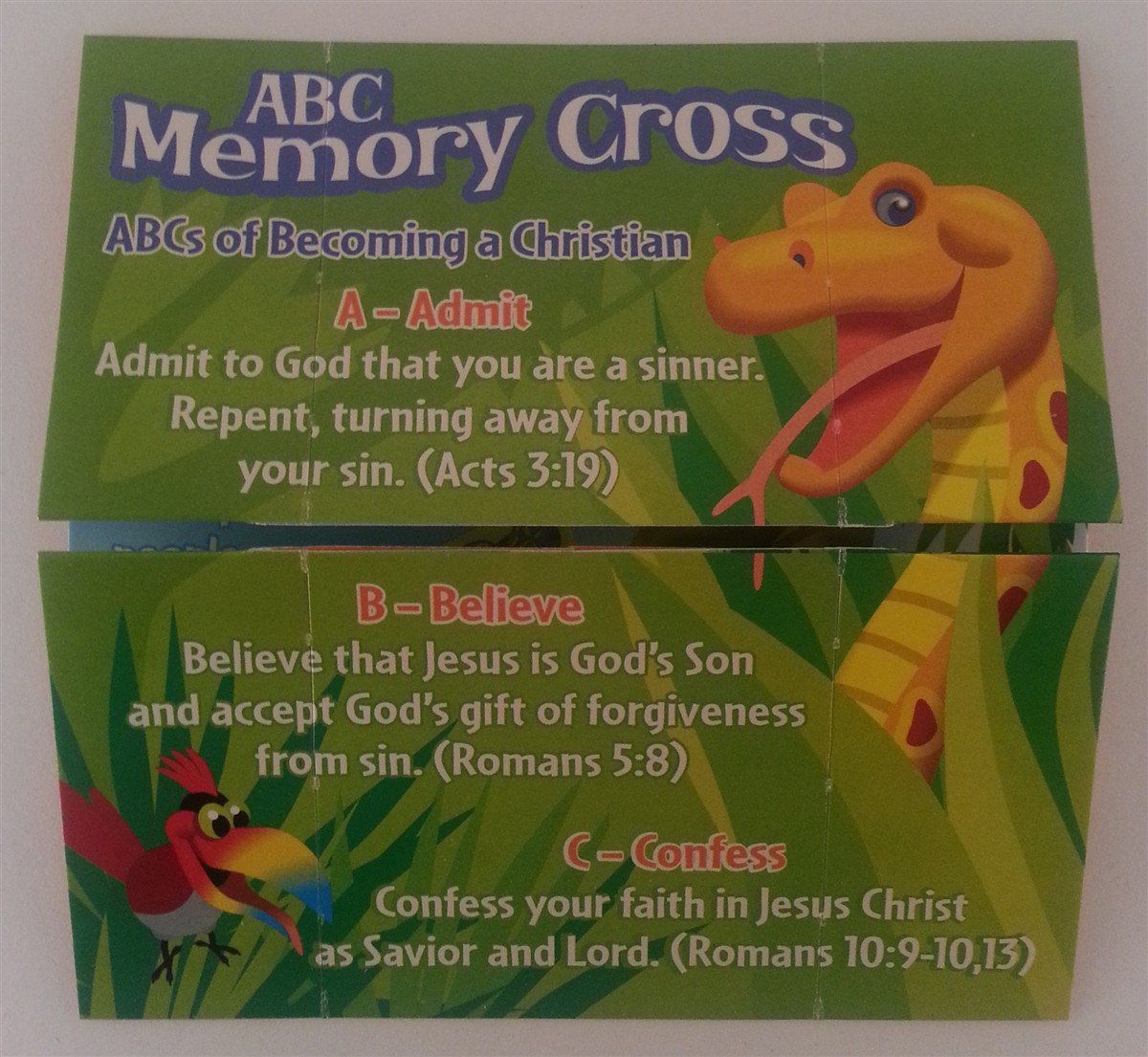 ABC Memory Cross Tract 25 per pack.   A fun kid friendly way to share God's love
