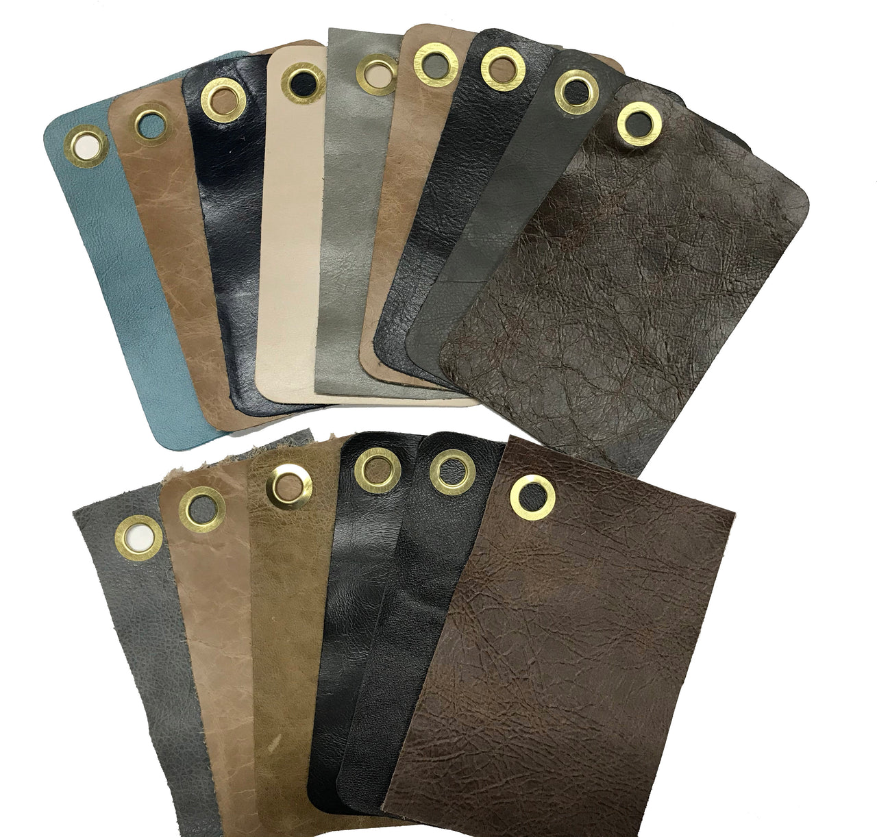 Genuine Cow Leather Swatch Cards - Earthtone Colors Size: 4.5 x 7 - 15 Cards per Set