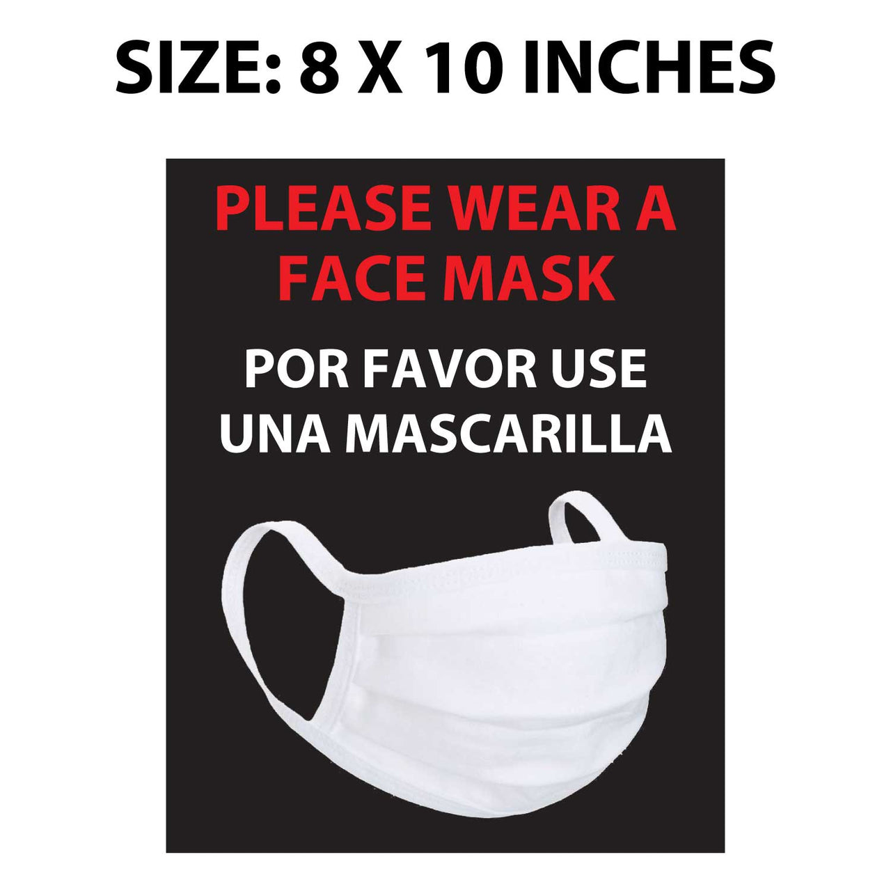 Please wear mask English and Spanish window cling decals